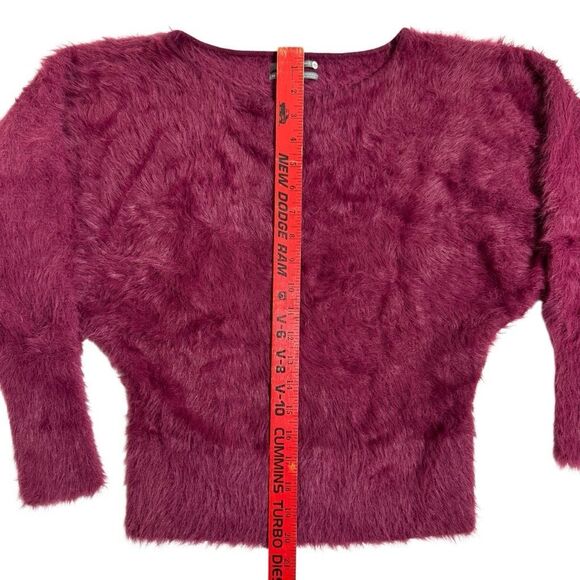 Anthropologie Ember Eyelash Fuzzy Burgundy Sweater Women’s Size XS - Picture 5 of 7